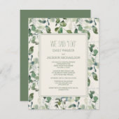 Sage Green Eucalyptus Blätter Wedding Elopement Einladung (Vorne/Hinten)