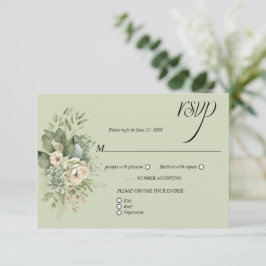 Sage Green Eucalyptus Botanical Floral RSVP | Karte