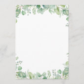 Sage Green Eucalyptus Botanical Wedding PROGRAM Programm (Rückseite)