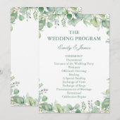 Sage Green Eucalyptus Botanical Wedding PROGRAM Programm (Vorne/Hinten)