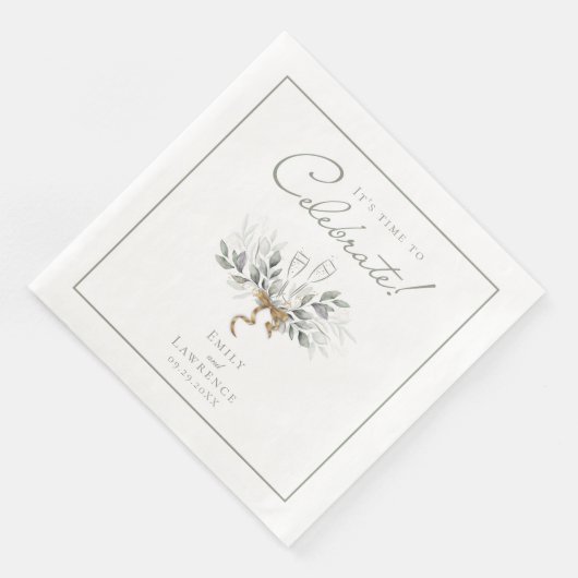 Sage Green Eucalyptus Champagne Dinner Napkins Serviette (Ecke)