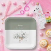 Sage Green Eucalyptus Champagne Wedding Tellers Pappteller (Party)