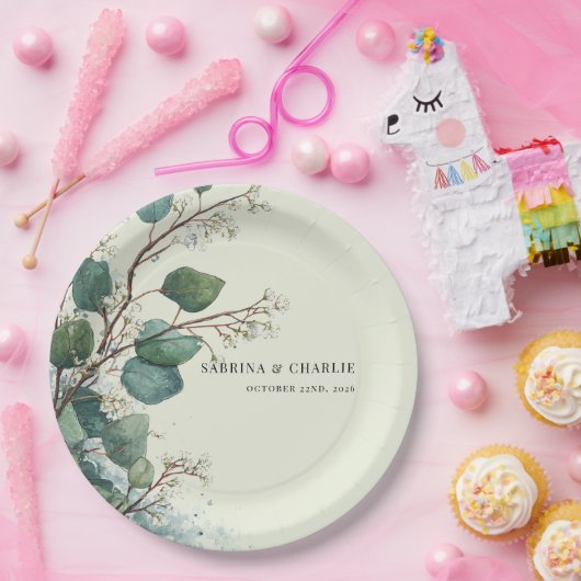 Sage Green Eucalyptus Elegant Boho Pappteller (Party)