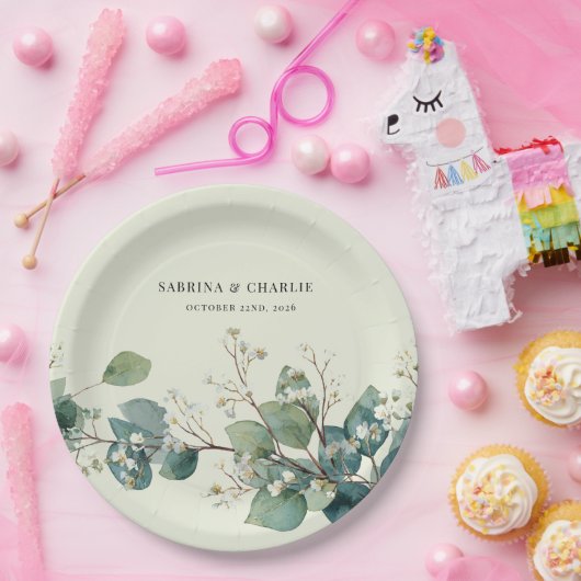 Sage Green Eucalyptus Elegant Boho Pappteller (Party)