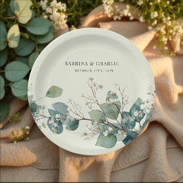 Sage Green Eucalyptus Elegant Boho Pappteller
