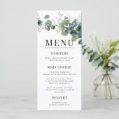 Sage Green Eucalyptus Elegant Boho Wedding Menükarte (Stehend Vorderseite)