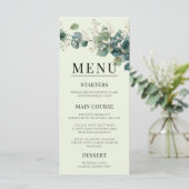 Sage Green Eucalyptus Elegant Boho Wedding Menükarte (Stehend Vorderseite)