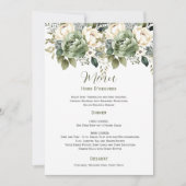 Sage Green Eucalyptus Floral Wedding | Menu Einladung (Vorderseite)