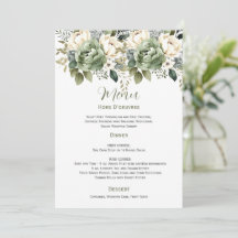 Sage Green Eucalyptus Floral Wedding | Menu