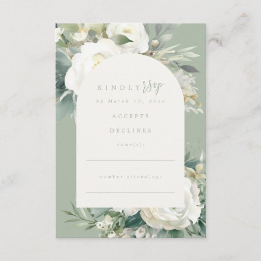 Sage Green Eucalyptus Floral Wedding RSVP Begleitkarte (Vorderseite)