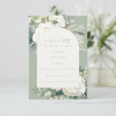 Sage Green Eucalyptus Floral Wedding RSVP Begleitkarte (Stehend Vorderseite)