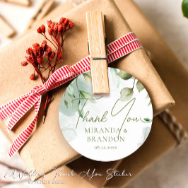 Sage Green Eucalyptus Foliage Wedage Vielen Dank Runder Aufkleber