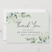 Sage Green Eucalyptus Foto Wedding Dankeskarte (Vorderseite)