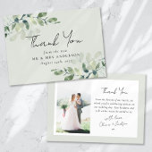 Sage Green Eucalyptus Foto Wedding Dankeskarte