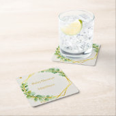 Sage Green Eucalyptus Gold Baby Shower Coasters Rechteckiger Pappuntersetzer (Vor Ort)