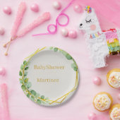 Sage Green Eucalyptus Gold Baby Shower Paper Plate Pappteller (Party)