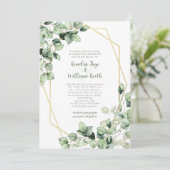 Sage Green Eucalyptus Gold Geometric Wedding Einladung (Stehend Vorderseite)