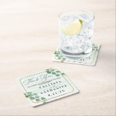 Sage Green Eucalyptus Gold Wedding Vielen Dank Rechteckiger Pappuntersetzer (Vor Ort)