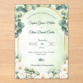 Sage Green Eucalyptus Green Botanical Wedding Acryleinladungen (Vorderseite)