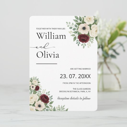 Sage Green Eucalyptus Greenerity FOTO Wedding Einladung (Stehend Vorderseite)