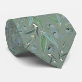 Sage Green Eucalyptus Greenerity Pattern Wedding Krawatte (Gerollt)