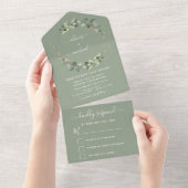 Sage Green Eucalyptus Greenerity Wedding Elegant All In One Einladung (Abreißen)