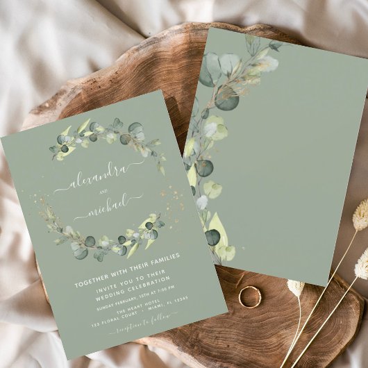 Sage Green Eucalyptus Greenery Elegant Wedding Einladung