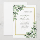 Sage Green Eucalyptus Greenery Gold Frame Wedding Einladung (Vorne/Hinten)