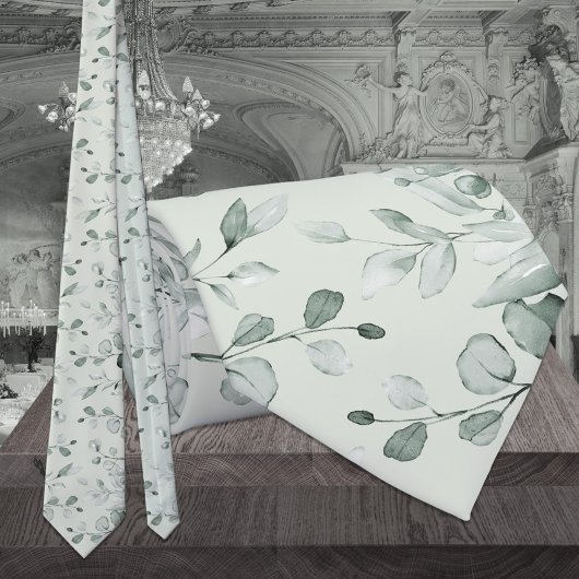 Sage Green Eucalyptus Greenery Wedding Krawatte