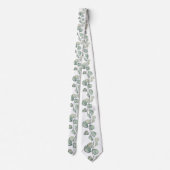 Sage Green Eucalyptus Greenery White Wedding Krawatte (Rückseite)
