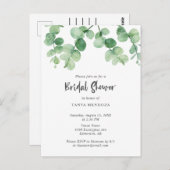 Sage Green Eucalyptus Leaf Brautparty Chic Postkarte (Vorne/Hinten)