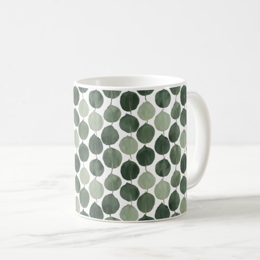 Sage Green Eucalyptus Leaf Pattern Botanical Plant Kaffeetasse (VorderseiteRechts)