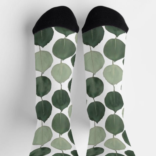 Sage Green Eucalyptus Leaf Pattern Botanical Plant Socken (Oben)