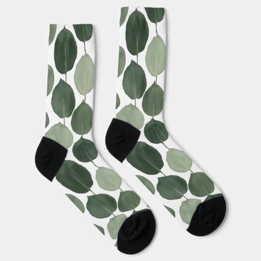 Sage Green Eucalyptus Leaf Pattern Botanical Plant Socken (Rechts)