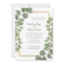 Sage Green Eucalyptus Leaves Gold Frame Wedding