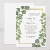 Sage Green Eucalyptus Leaves Gold Frame Wedding Einladung (Vorne/Hinten)