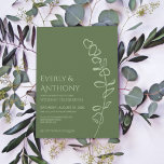 Sage Green Eucalyptus Lineart Modern Wedding Einladung<br><div class="desc">Mit meinen 1-Linien Art Eukalyptus Blätter Illustrationen auf einem schlauen grünen Hintergrund und Farbe,  personalisieren Sie diese moderne Hochzeitseinladung für Ihre romantische Feier. Stilvolle Typografie,  passen Sie die Namen der Braut und des Bräutigams,  das Datum der Hochzeit,  die Zeit,  den Ort und die Adresse an.</div>