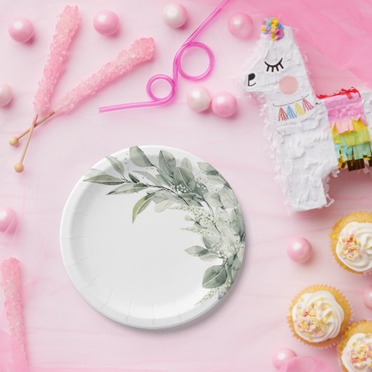 Sage Green Eucalyptus Minimalistisch Botanische Ho Pappteller (Party)