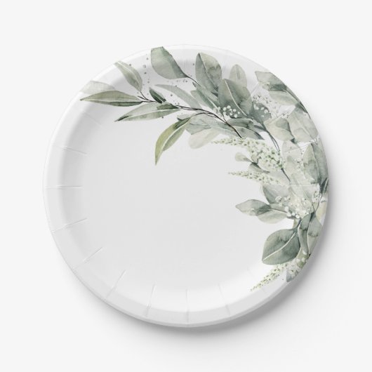 Sage Green Eucalyptus Minimalistisch Botanische Ho Pappteller (Vorderseite)