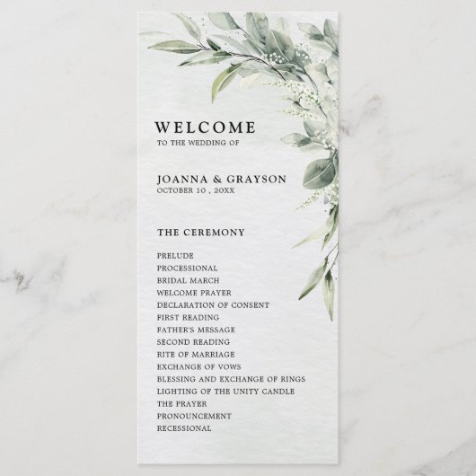 Sage Green Eucalyptus Minimalistisch Botanische Ho Programm (Vorderseite)