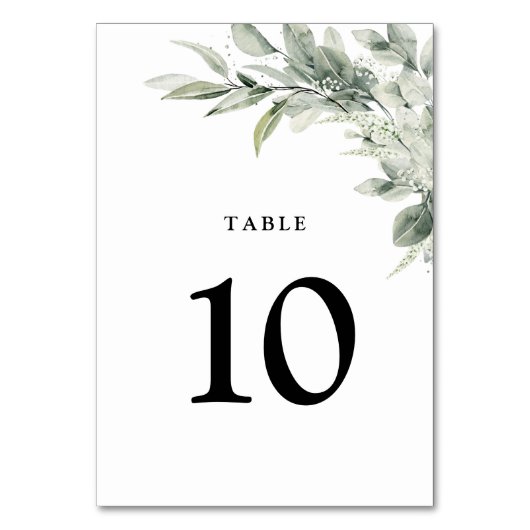 Sage Green Eucalyptus Minimalistisch Botanische Ho Tischnummer (Rückseite)