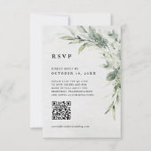 Sage Green Eucalyptus Minimalistisch QR Code Foto RSVP Karte (Vorderseite)