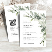 Sage Green Eucalyptus Minimalistisch QR Code Hochz Einladung