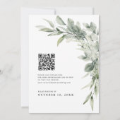 Sage Green Eucalyptus Minimalistisch QR Code Hochz Einladung (Rückseite)