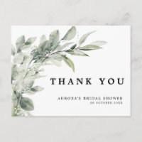 Sage Green Eucalyptus Minimalistisch Wedding Danke