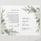 Sage Green Eucalyptus Minimalistisch Wedding Progr (Vorderseite)