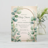 Sage Green Eucalyptus Neutral Baby Shower Einladung (Stehend Vorderseite)