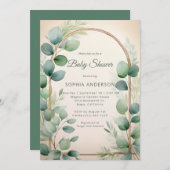 Sage Green Eucalyptus Neutral Baby Shower Einladung (Vorne/Hinten)