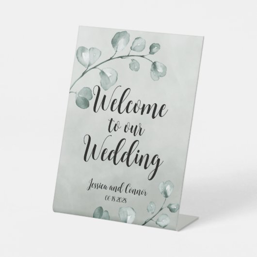 Sage Green Eucalyptus Note Willkommen bei unserer Sockelschild (Vorderseite)