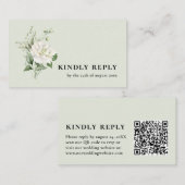 Sage Green Eucalyptus & QR Code Hochzeit RSVP Begleitkarte (Vorne/Hinten)